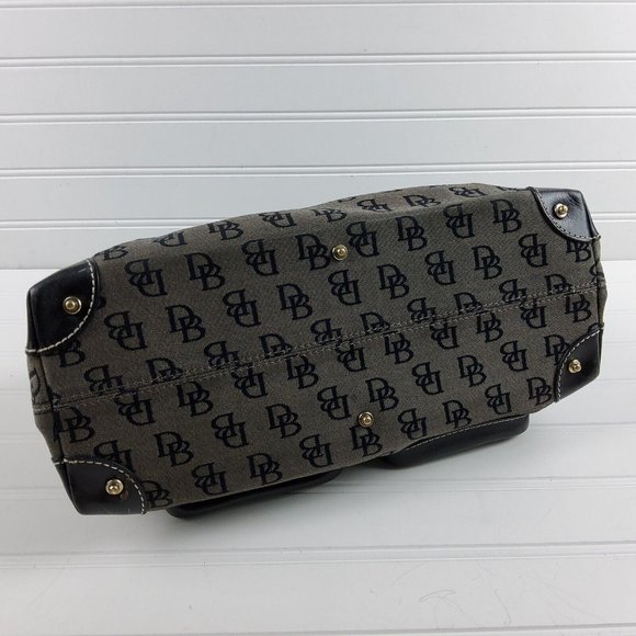 Dooney & Bourke Signature Double Pocket Satchel Handbag Purse Black - Picture 5 of 8